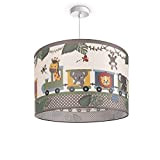 Paco Home Lampada da bambini lampada da soffitto LED camera dei bambini lampada treno animali, E27, Paralume: Verde (Ø45.5 cm), Tipo ...