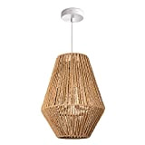 Paco Home Lampada LED a sospensione E27, rattan, soggiorno, sala da pranzo, corridoio, Paralume: Beige (Ø30 cm), Tipo di lampada: Lampadario da ...