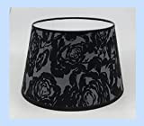 Paolo Rossi paralume cappello per lampada in tessuto con disegno fiore grigio nero - produzione propria, made in Italy (Tronco ...