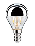 Paulmann 28663 Lampadina LED filamento a goccia 2,6 Watt lampadina testina a specchio argentato 2700 K bianco caldo E14
