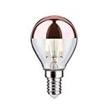 Paulmann 28665 Lampadina LED filamento a goccia 2,6 Watt lampadina testina a specchio rame 2700 K bianco caldo E14