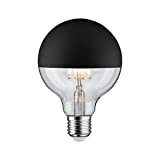 Paulmann 28676 Lampadina LED filamento G95 6,5 Watt lampadina testina a specchio nero opaco 2700 K bianco caldo dimmerabile E27