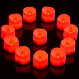 PChero Candele a LED rosse, 12 pezzi, senza fiamma, con timer per 6 ore, luce votiva (1,42" × 1,42") per ...