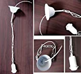 Pendel catena cavo elettrico per lampadario a sospensione lampada soffitto con gancio e portalampade; lunghezza cm 68 (Bianco sporco)