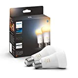 Philips Hue White Ambiance 2 Lampadine LED Smart, Bluetooh, Controllo Vocale, Attacco E27, 6W, Dimmerabili, Luce Bianca da Calda a ...