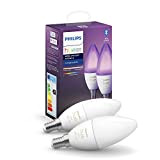 Philips Hue White&Color Ambiance 2 Lampadine Smart E14, 5.3W, Bluetooh, Controllo Vocale da Luce Bianca a Colorata