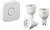 Philips Hue White & Color Ambiance Starter Kit, 3 lampadine Smart LED GU10, Luce Bianca e Colorata, dimmerabili, Hue Bridge ...