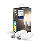 Philips Hue White, Lampadine LED, attacco E14, Dimmerabile, tutte le sfumature della luce bianca,2 Pezzi [Classe di efficienza energetica A+]
