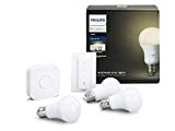 Philips Hue White Starter Kit con 3 Lampadine LED Smart, Luce Bianca Calda, Dimmerabile, 9W, Attacco E27, Hue Bridge e ...