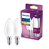 Philips Lampadina LED Candela, 2 Pezzi, Equivalente a 25W, Attacco E14, Luce Bianca Calda, non Dimmerabile