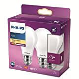 Philips Lampadina LED Goccia, 2 Pezzi, Equivalente a 40W, Attacco E27, Luce Bianca Calda, non Dimmerabile
