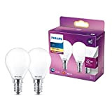 Philips Lampadina LED Sfera, Equivalente a 40W, Attacco E14, Luce Bianca Calda, non Dimmerabile, 2 Pezzi