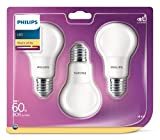 Philips LED60SMB3 - Lampadine LED Goccia E27, 8 W, Bianca Caldo, 3 Unità