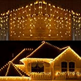 PhilzOps 240 LED Tenda Luminosa Esterna, 12M Cascata Luci Bianco Caldo Tenda Luci Pioggia Ghiacciata Natale Decorazione 8 Modalità Impermeabile ...