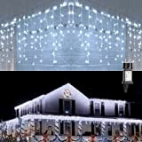 PhilzOps 240 LED Tenda Luminosa Esterna, 12M Cascata Luci Bianco Freddo Tenda Luci Pioggia Ghiacciata Natale Decorazione 8 Modalità Impermeabile ...