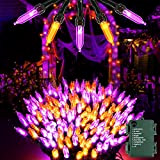 PhilzOps Halloween Viola Arancia Luci Interno, 10M 100 LED Autunno Stringa Luci a Batteria 8 Modalità Impermeabile Natale Decorazione Catena ...