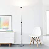 Piantana classica a LED, con 1 lampadina a LED/10 W E27 inclusa, 810 Lumen, 2700 K, luce bianca calda, metallo/plastica, colore: argento/bianco