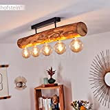 Plafoniera Canedo, moderna lampada da soffitto in metallo/legno naturale e nero in design scandinavo, lampada in stile retrò vintage con ...