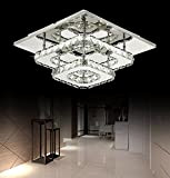 Plafoniera di cristallo, KOONTING moderno cristallo LED lampada da soffitto a incasso, per corridoio, portico, camera da letto, ecc.(6000-6200K, Bianco)