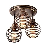 Plafoniera industriale retrò 3 luci a spirale con gabbia in ferro battuto Vintage Kitchen Loft Bar Lampada decorativa vintage per ...