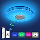 Plafoniera LED con Altoparlante Bluetooth 24W RGB Lampada da Soffitto Dimmerabile con Telecomando e Controllo APP 2700-6500K IP54 Impermeabile camera ...