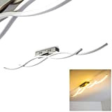 Plafoniera LED Stile Moderno Brindisi - Lampada da Soffitto Colore Acciaio con Forma Allungata - Lampada LED Luce Calda per ...