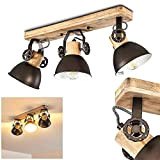 Plafoniera Orny, 3 luci, con luci regolabili, lampada da soffitto in metallo/legno, nero/naturale, 3 x attacco E27, max. 60 Watt, ...