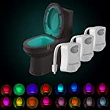 Powerole Luce Notturna WC LED Lampada Sensore Movimento, Confezione da 3 Pezzi, impermeabile, 16 colori, con sensore automatico di movimento ...