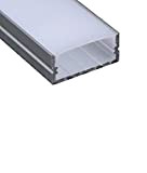 Profilo Alluminio canalina largo 24 mm 2 mt per Strisce Strip LED Barra Rigida Copertura opalina Opaco