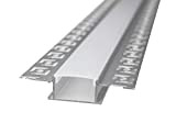 Profilo in Alluminio da 2mt per strisce led luci led ad incasso, Profilo a Scomparsa per Cartongesso, slim per singola ...