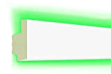 Profilo LED in PU, 2 metri, illuminazione indiretta per parete e soffitto, bianco, opaco, robusto, 65 x 34 mm, LED-18