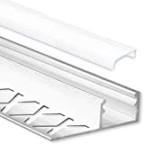 Profilo per LED per piastrelle, in alluminio, 2 m, con copertura, per strisce LED fino a 12 mm di larghezza, ...