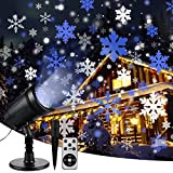 Proiettore a LED Natale, Lampada di Proiezione a LED Fiocchi di Neve Blu e Bianca, 4 Modalità di Effetto Luce ...