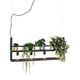 QAZQA cage rack - Lampada a sospensione tavolo soggiorno Industriale - 4 luce - L 100 cm - Nero - ...