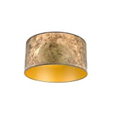QAZQA Classico Di cotone poliestere Paralume bronzo 50/50/25 interno dorato, Rotondo/Cilindro Paralume per lampade a sospensione,Paralume per lampade a terra