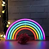QiaoFei Arcobaleno carino Insegna al neon,Arcobaleno Luce notturna Decorazioni da parete per ragazze Camera da letto, Natale, festa di compleanno, ...