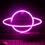 QiaoFei Led Planet Neon Signs Pink Kids Neon Lights Decorative Wall Signs - Lampada a batteria o USB per feste, ...