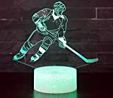 QiLiTd Lampada Hockey 3D con Controllo Remoto, Lampade Notturna LED 5 Luminosità + Muliticolore Regolabile RGB Luce Notturna da Comodino ...