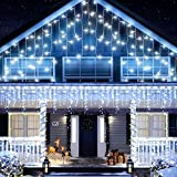 Quntis Tenda Luminosa Esterno 10M 400 LED, Bianco Freddo Tenda Luci Natale Esterno Con Funzione Timer IP44 impermeabile, Collegabile Luci ...
