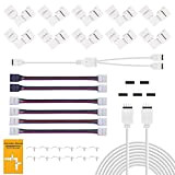 REDTRON Connettore Striscia LED,10mm RGB il connettore LED include 10x L Connettori,2M Cavo di Estensione,4x Ponticelli Strip to Strip [Classe ...