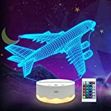 Regali per aerei, aerei 3D luce notturna, lampada illusione 3D con telecomando + touch 16 colori lampeggiante cambiando per la ...