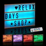 Relaxdays Light Box Cambia Colore, Insegna Luminosa, 85 Lettere & Simboli, 3 Righe, A Batterie, Lampada, Cornice, Bianco, Set da ...
