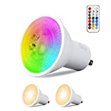 REYLAX® 2pcs Lampadine LED GU10 6W, RGB + Bianco Caldo, Faretti LED Che Cambiano Colore, 12 Colori 5 Modalità, Attivazione ...