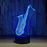 RJGOPL 3D Luce notturna Sax strumento musicale Led acrilico lampada da tavolo Usb Decorazione della casa Illuminazione regalo per gli ...