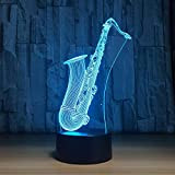 RMRM Lampada da comodino 3D Sax Lampada da tavolo musicale con luci a LED Lampada acrilica colorata Decorazione Regalo di ...