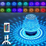 Rouclo Lampada da Tavolo Touch , 16 Colori Lampada da Comodino in Cristall, Luce Notturna USB Ricaricabile Colorata RGB, Lucina ...