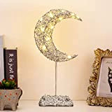 Roylvan Decorazione da Desktop Luce Notturna a Luna con LED, 38 cm Lampada da Scrivania in Ferro Addobbi di Natale ...