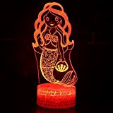 RZXYL Illusione Ottica 3D Led Lampada di Illuminazione immagini di sirene 16 colori Lampeggiante USB Powered Touch Switch Luci notturne ...
