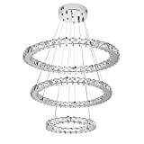 SAILUN® 96W LED Lampada a Sospensione Design di Cristallo a Tre Anelli (Φ: 30cm + 50cm + 70cm) Lampada a ...