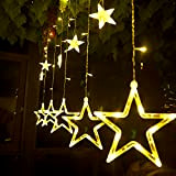 SALCAR 2m Tenda Luminosa Natale Esterno, 138 LED Decorazioni Natalizie Interno con 12 Stelle, Luci Natale Stelle Luminosa con 8 ...